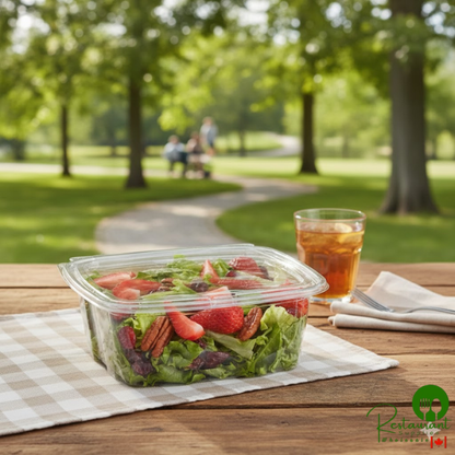 Dart ClearPac SafeSeal 32 oz. Tamper-Resistant, Tamper-Evident Hinged Container with Flat Lid - 200/Case