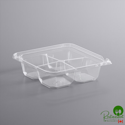 Dart TamperGuard 4-Compartment Shallow Tamper-Resistant, Tamper-Evident Container - 300/Case