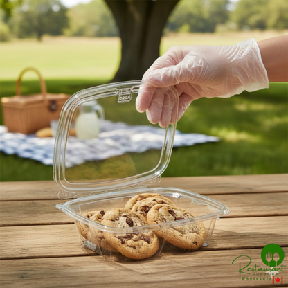 Dart ClearPac SafeSeal 24 oz. Tamper-Resistant, Tamper-Evident Hinged Container with Flat Lid - 200/Case