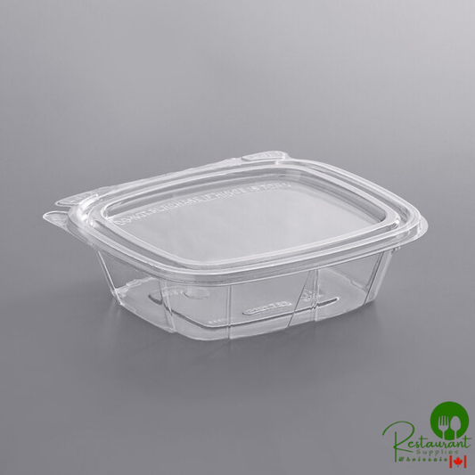 Dart ClearPac SafeSeal 8 oz. Tamper-Resistant, Tamper-Evident Hinged Container with Flat Lid - 200/Case