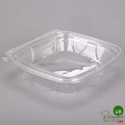 Dart ClearPac SafeSeal 16 oz. Shallow / 20 oz. Clear Tamper-Resistant, Tamper-Evident Hinged Container with Flat Lid - 200/Case