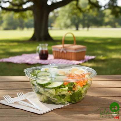 Dart SafeSeal 64 oz. Plastic Tamper-Resistant, Tamper-Evident Bowl with Flat Lid - 100/Case