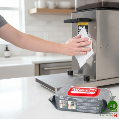 Urnex Cafe Wipz 19-WIPZ12-100 100-Count Coffee Equipment Cleaning Wipes - 12/Case