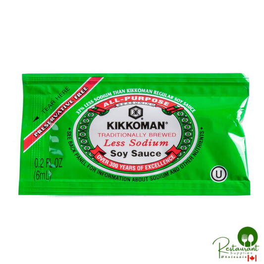Kikkoman Less Sodium Preservative Free Soy Sauce 6 mL Packet - 200/Case