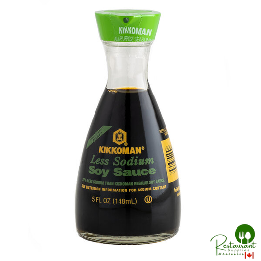 Kikkoman Traditionally Brewed Less Sodium Soy Sauce Dispenser 5 fl. oz. Bottle - 12/Case