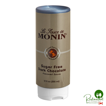 Monin Sugar-Free Dark Chocolate Flavoring Sauce 12 fl. oz. - 6/Case