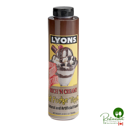 Lyons Rich N' Creamy Chocolate Hot Fudge Topping 18 fl. oz. (23 oz.) - 12/Case