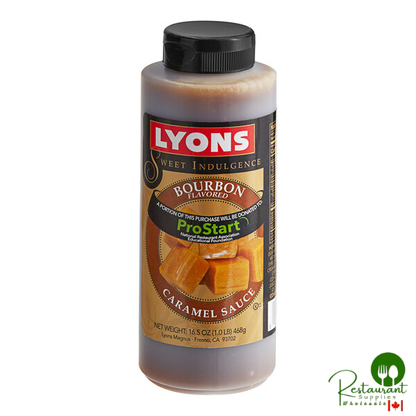 Lyons Sweet Indulgence Bourbon Caramel Flavoring Sauce 12 fl. oz. (16.5 oz.) - 12/Case