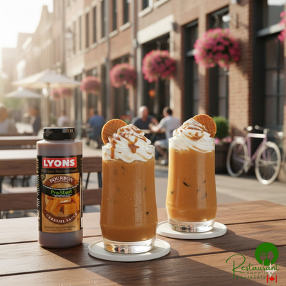 Lyons Sweet Indulgence Bourbon Caramel Flavoring Sauce 12 fl. oz. (16.5 oz.) - 12/Case
