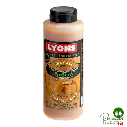 Lyons Sweet Indulgence Sea Salt Caramel Flavoring Sauce 12 fl. oz. (16 oz.) - 12/Case