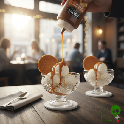 Lyons Old Fashioned Caramel Hot Fudge Topping 18 fl. oz. (25 oz.) - 12/Case