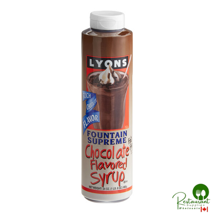 Lyons Fountain Supreme Chocolate Syrup 18 fl. oz. (24 oz.) - 24/Case