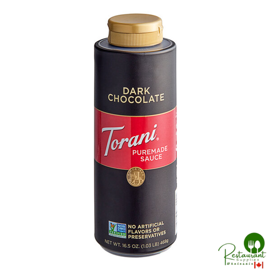 Torani Puremade Dark Chocolate Flavoring Sauce 12 fl. oz. (16.5 oz.) - 4/Case