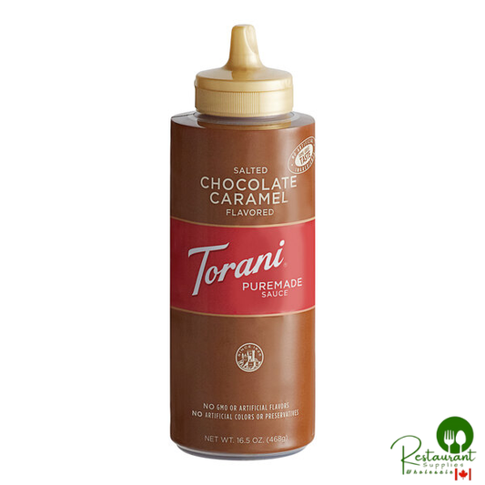 Torani Puremade Salted Chocolate Caramel Flavoring Sauce 12 fl. oz. (16.5 oz.) - 4/Case