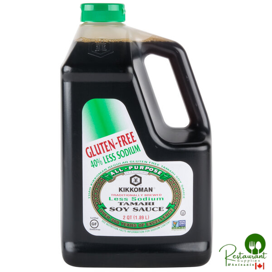 Kikkoman Less Sodium Gluten-Free Tamari Soy Sauce .5 Gallon Container - 6/Case