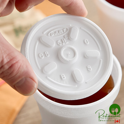 Dart 6JL White Vented Lid - 1,000/Case