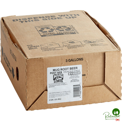 Mug® Root Beer Beverage / Soda Syrup 3 Gallon Bag in Box