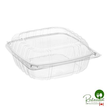 Choice 8" x 8" x 3 3/8" Clear Hinged PET Plastic Clamshell Container - 200/Case