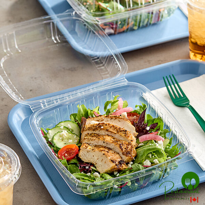 Choice 8" x 8" x 3 3/8" Clear Hinged PET Plastic Clamshell Container - 200/Case