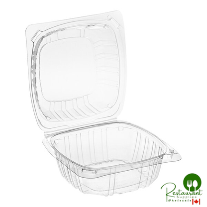 Choice 6" x 6" x 3" Clear Hinged PET Plastic Clamshell Container - 125/Pack