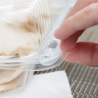 Durable Packaging PXT-900 Duralock 9" x 9" x 3" Clear Hinged Lid Plastic Container - 100/Pack