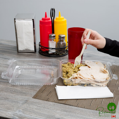 Durable Packaging PXT-900 Duralock 9" x 9" x 3" Clear Hinged Lid Plastic Container - 100/Pack