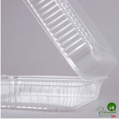 Durable Packaging PXT-900 Duralock 9" x 9" x 3" Clear Hinged Lid Plastic Container - 100/Pack