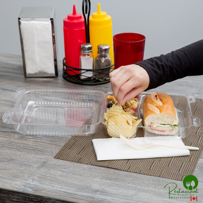 Durable Packaging PXT-933 9" x 9" x 3" Three Compartment Clear Hinged Lid Plastic Container - 100/Pack