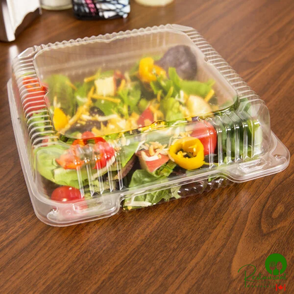 Durable Packaging PXT-880 8" x 8" x 3" Clear Hinged Lid Plastic Container - 125/Pack