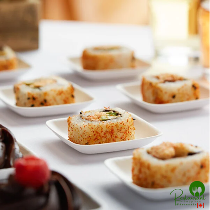 EcoChoice 2 1/2" Compostable White Plant Fiber Square Appetizer Plate - 200/Case