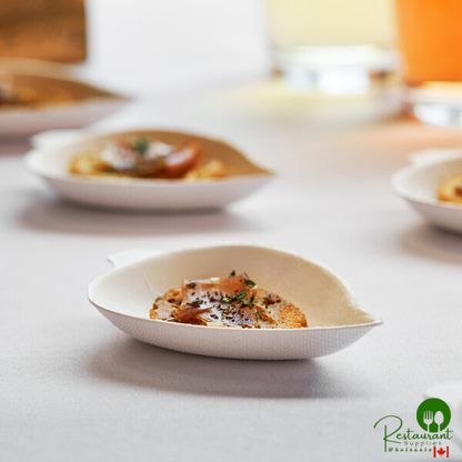 EcoChoice 3 3/4" Compostable White Plant Fiber Leaf Appetizer Dish - 200/Case