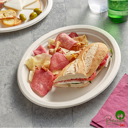 EcoChoice 12 1/2" x 10" Natural Plant Fiber Oval Plate - 125/Pack