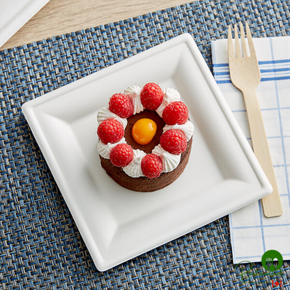 EcoChoice 6" x 6" Compostable White Plant Fiber Plant Fiber Square Plate - 100/Pack