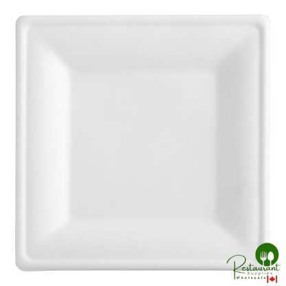 EcoChoice 10" x 10" Compostable White Plant Fiber Square Plate - 300/Case
