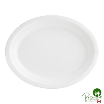 EcoChoice 12 1/2" x 10" White Plant Fiber Oval Platter - 500/Case