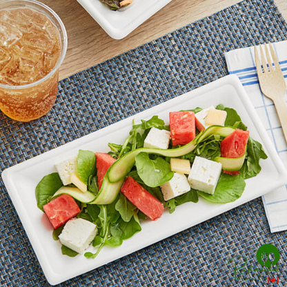 EcoChoice 10" x 6" Compostable White Plant Fiber Rectangular Plate - 400/Case