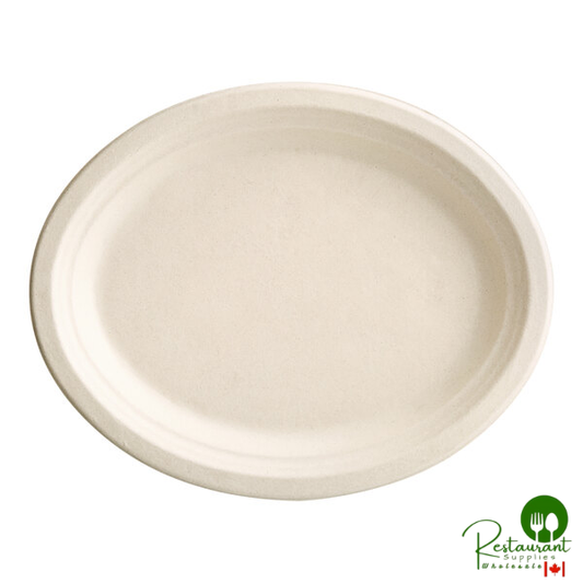 EcoChoice 12 1/2" x 10" Natural Plant Fiber Oval Plate - 500/Case