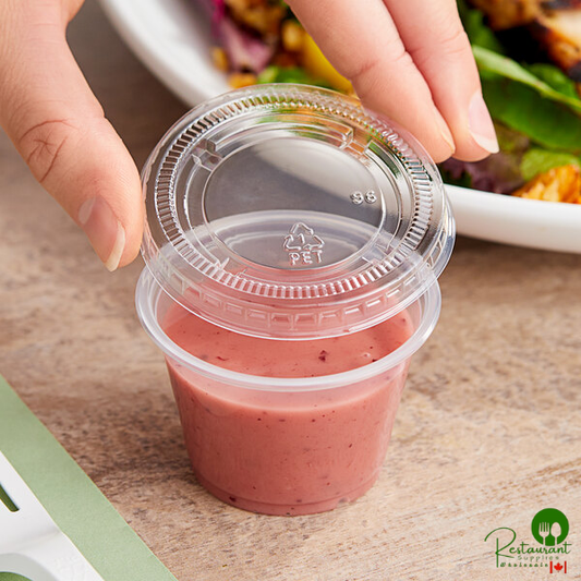 Choice 2.5 oz. Clear Plastic Souffle Cup / Portion Cup with PET Plastic Lid - 100/Case