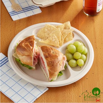 EcoChoice 10" Natural Plant Fiber 3 Compartment Plate - 500/Case