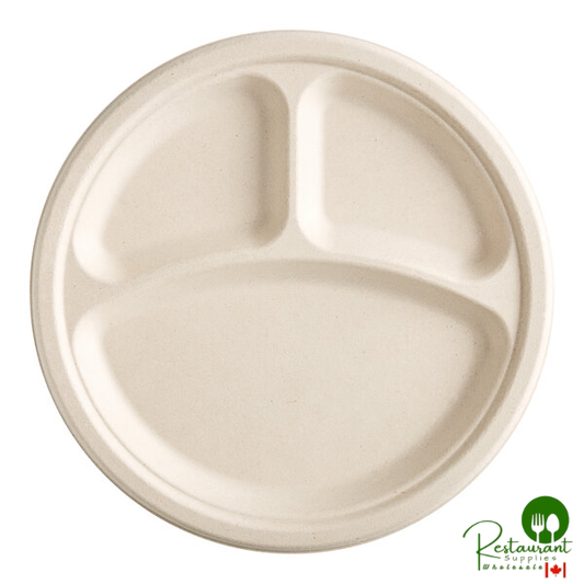 EcoChoice 10" Natural Plant Fiber 3 Compartment Plate - 500/Case