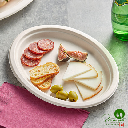 EcoChoice 10" x 7 1/2" Natural Plant Fiber Oval Plate - 500/Case