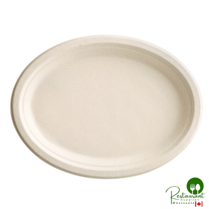 EcoChoice 10" x 7 1/2" Natural Plant Fiber Oval Plate - 500/Case
