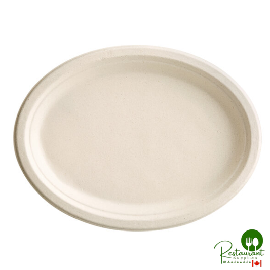 EcoChoice 10" x 7 1/2" Natural Plant Fiber Oval Plate - 500/Case