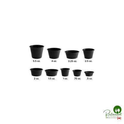 Choice 3.25 oz. Black Plastic Souffle Cup / Portion Cup - 100/Pack