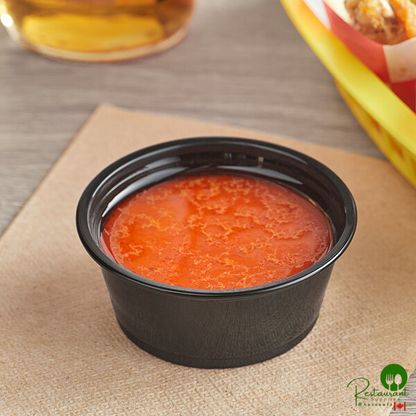 Choice 3.25 oz. Black Plastic Souffle Cup / Portion Cup - 100/Pack