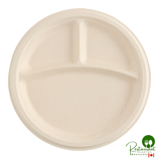 Dart 10" Round 3-Compartment Fiber Plate - 500/Case