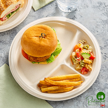 Dart 10" Round 3-Compartment Fiber Plate - 500/Case