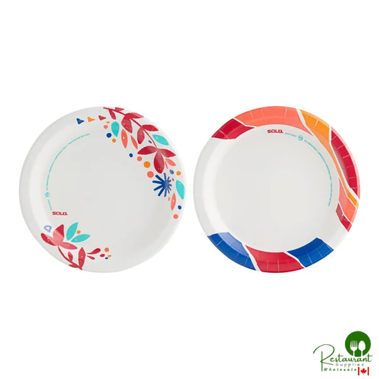 Solo AnyDay 10" Assorted Lush Blooms / Wavy Tropics Paper Plates - 660/Case