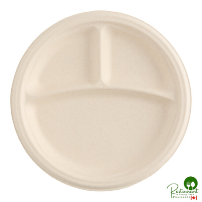 Dart 9" Round 3-Compartment Fiber Plate - 500/Case