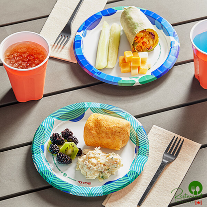 Solo Bold Hold™ 8 1/2" Heavy Weight Assorted Ripples / Sea Glass Paper Plates - 512/Case